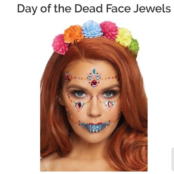 🆕️  Day of the Dead Face Jewels With Headband - Picture 7 of 10